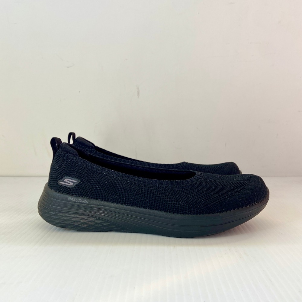 Skechers Max Cushioning Lite Slip On Skimmer Flats Glitzy Black Shimmer Womens 7